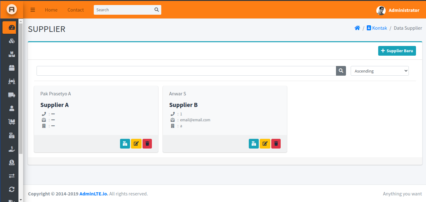 Contact point of sales web-app