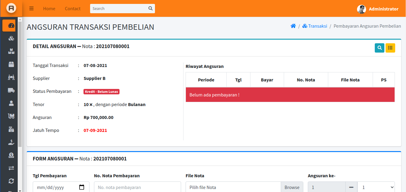 Installment record point of sales web-app
